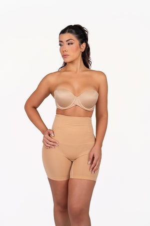 beige high waisted body shaper shorts